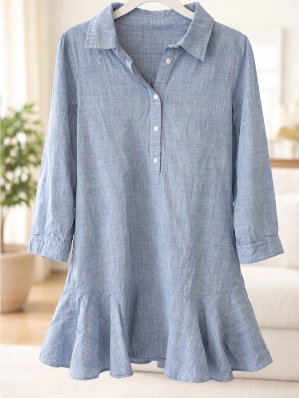 Amazon Light Blue Women's Tunic Dress with Ruffled Hem